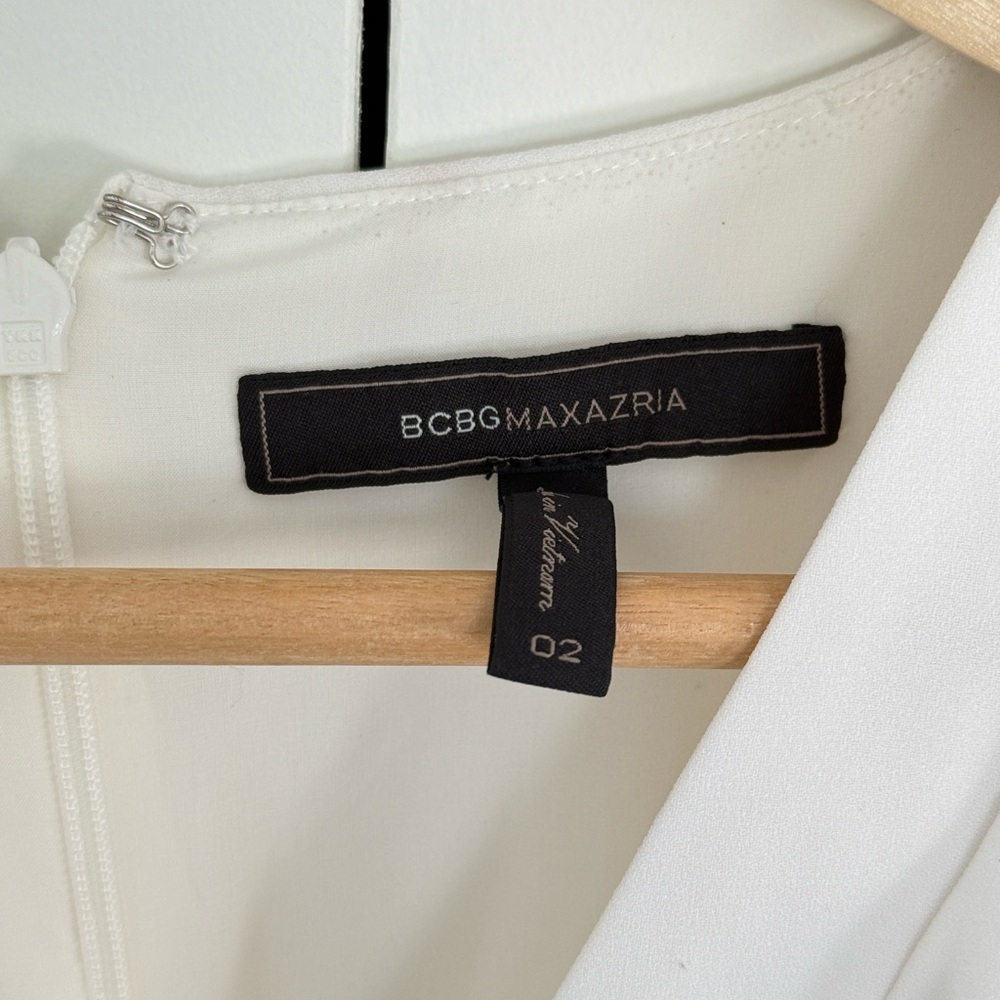BCBGMaxAzria White Asymmetrical Ruffle Dress - Picture 6 of 6